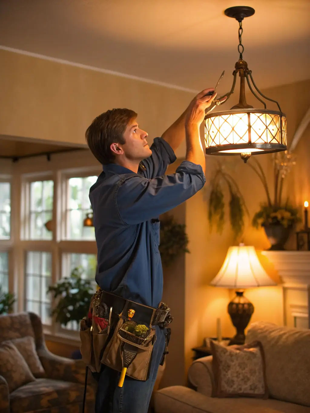 A handyman fixing a minor issue in an apartment, with tools neatly arranged, representing the prompt and reliable maintenance services offered by LocazurCasa in Nice.