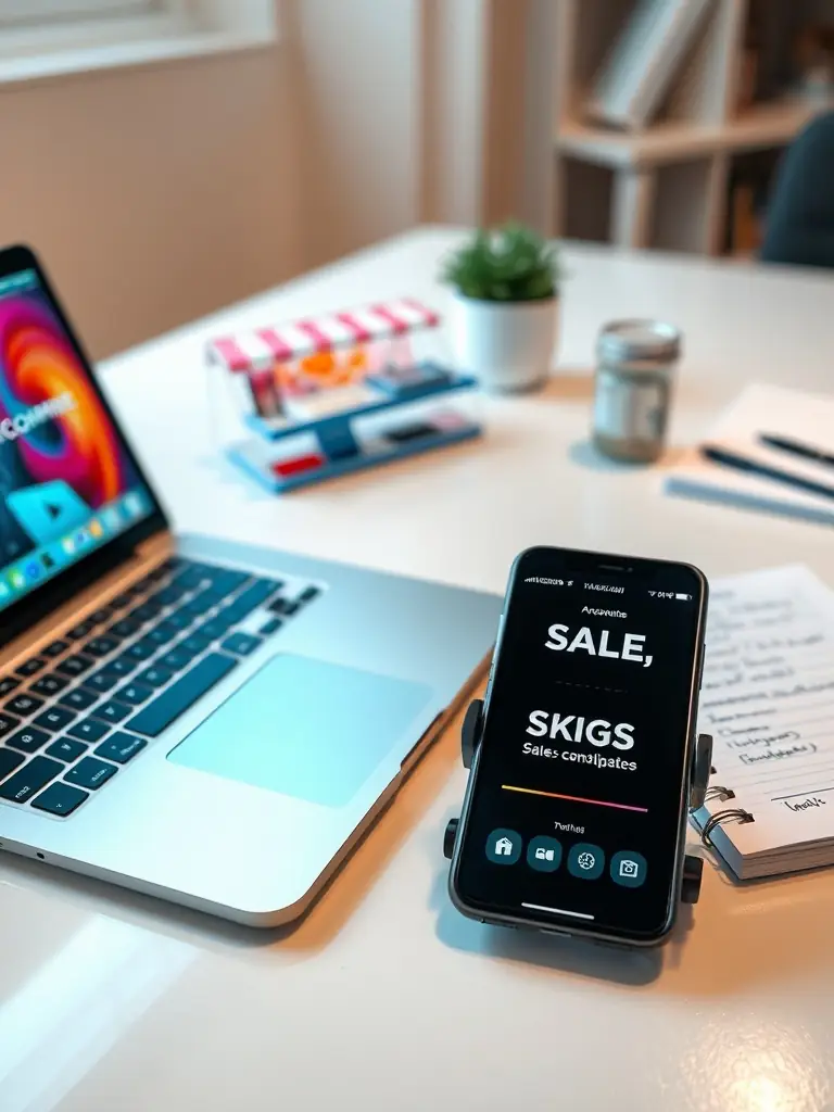 A well-organized desk with a laptop displaying rental listings, representing efficient management of property advertisements for LocazurCasa in Nice.